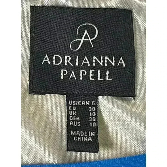 Adrianna Papell Print Jersey Shift Dress Blue Baroque Pattern Size 6 - Picture 5 of 8